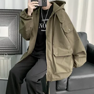 Veste cargo homme kaki