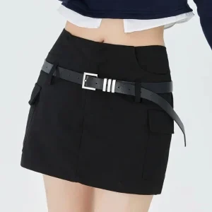 Black cargo mini skirt