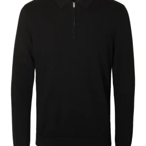 SLHBERG LS HALF ZIP POLO NOOS