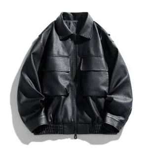 Blouson En Cuir Oversize Homme