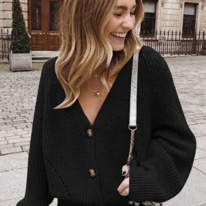 Cardigan Oversize Femme Noir