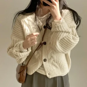 Cardigan Oversize Femme Beige