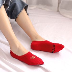 Chaussette rouge bateau femme