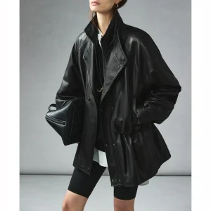 Veste En Cuir Oversize Longue