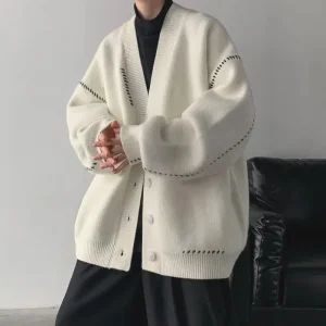 Cardigan Blanc Oversize Homme