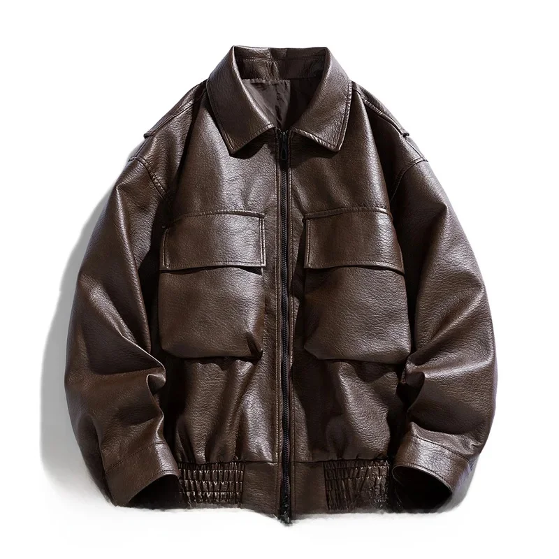 Blouson En Cuir Oversize Homme – Image 2