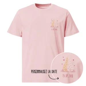 T-shirt personnalisé couple date lama – Bio