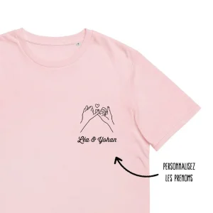 T-shirt Personnalisé Mains Couple avec Prénoms