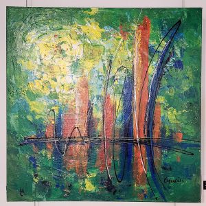 Verdure urbaine - tableau 18 x 18 à l'acrylique