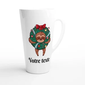 Mug à café Latte personnalisé Noël Paresseux