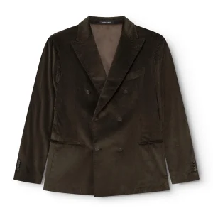 AD 152 - Veste croisée en velours côtelé cachemire kaki