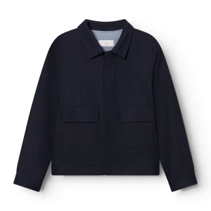 AD 178 - Blouson en Laine Mérinos Bleu Marine