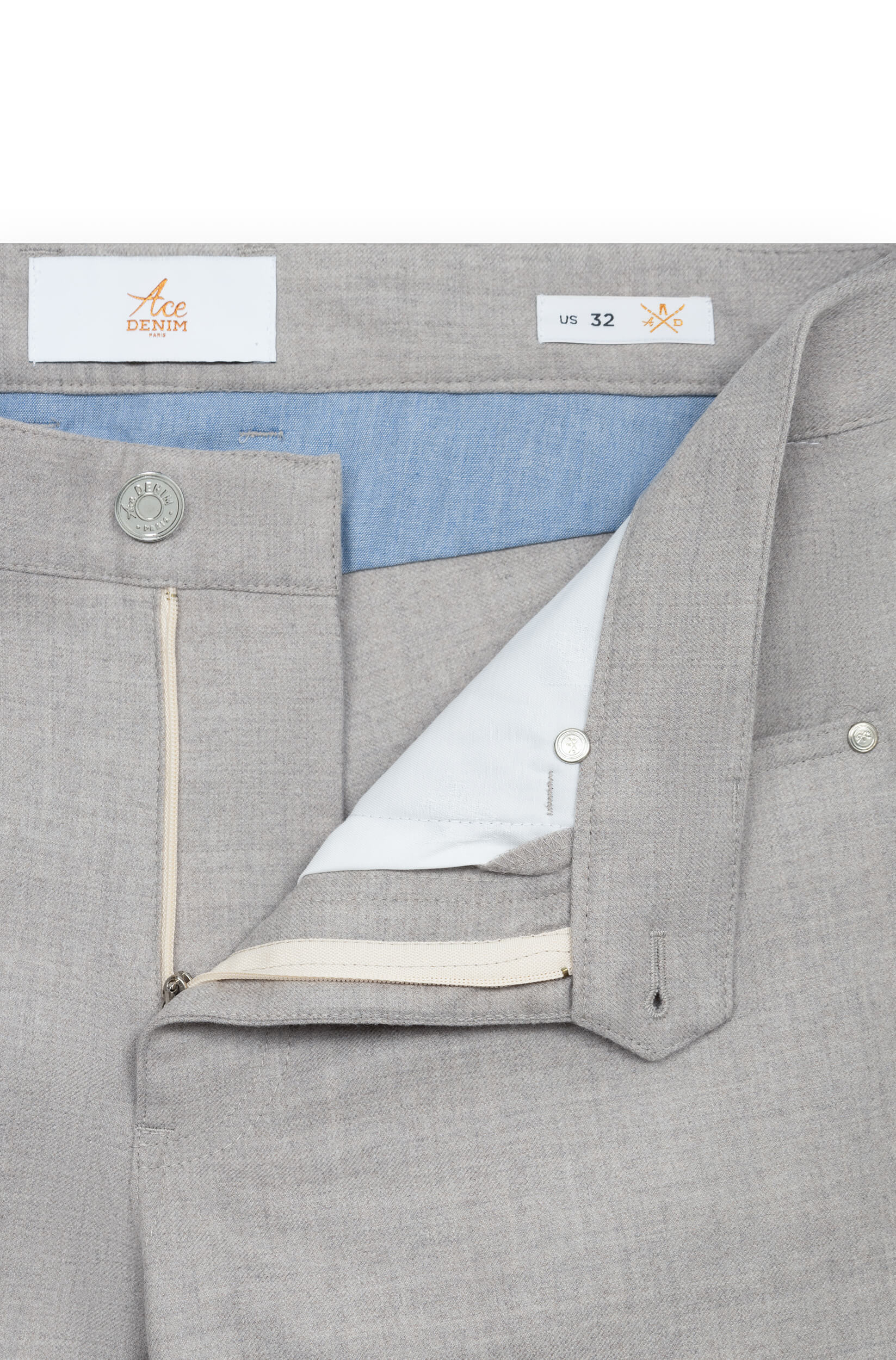 AD 45 - Pantalon en Flanelle de Laine Gris Beige – Image 2