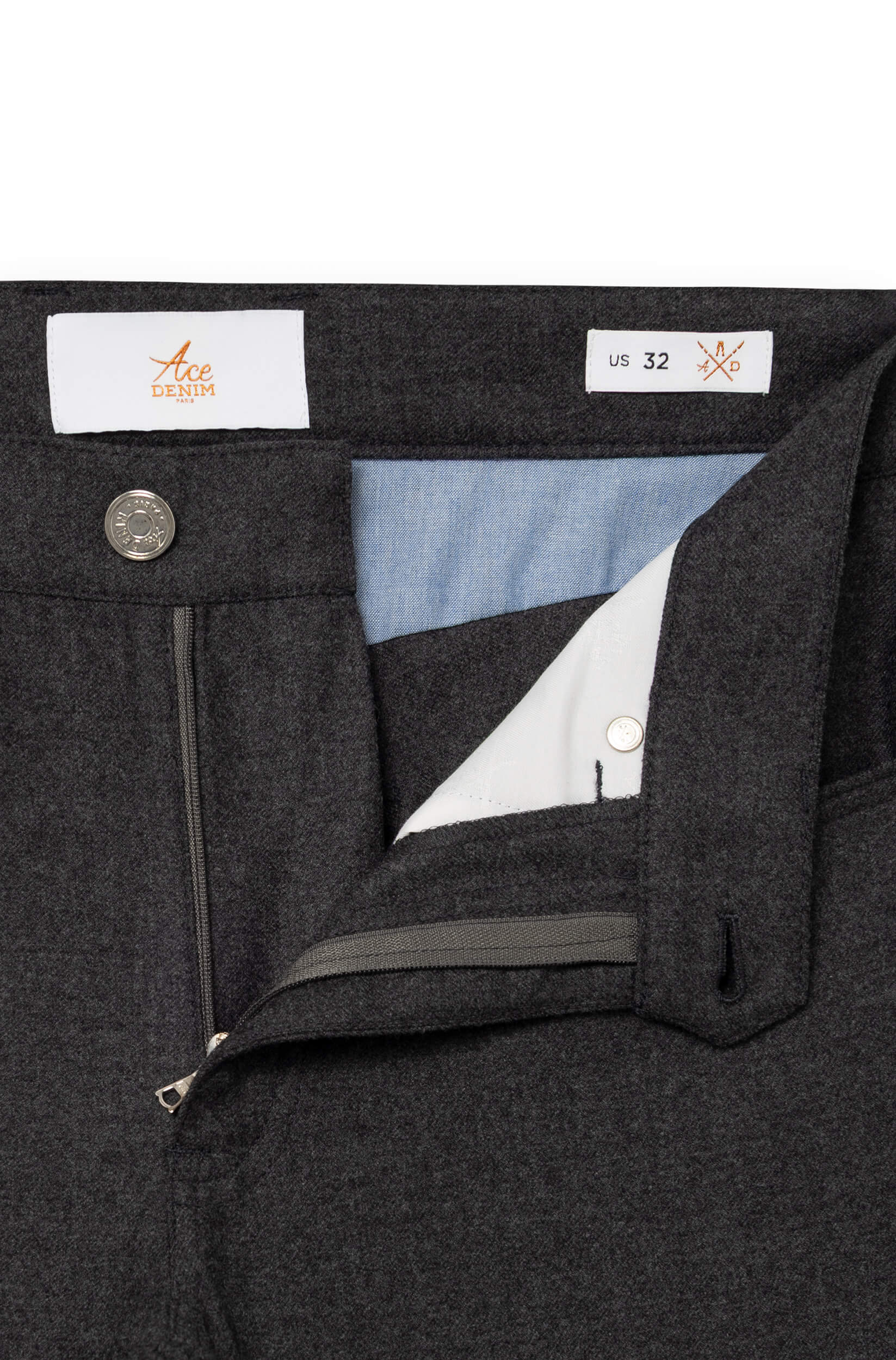 AD 45 - Pantalon en Flanelle de Laine Gris Foncé – Image 2