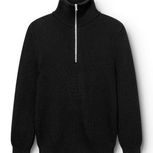 AD 198 - Pull à Col Zippé en laine Noir