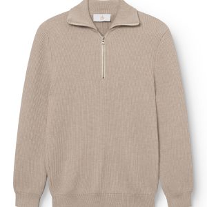 AD 198 - Pull à Col Zippé en laine Beige