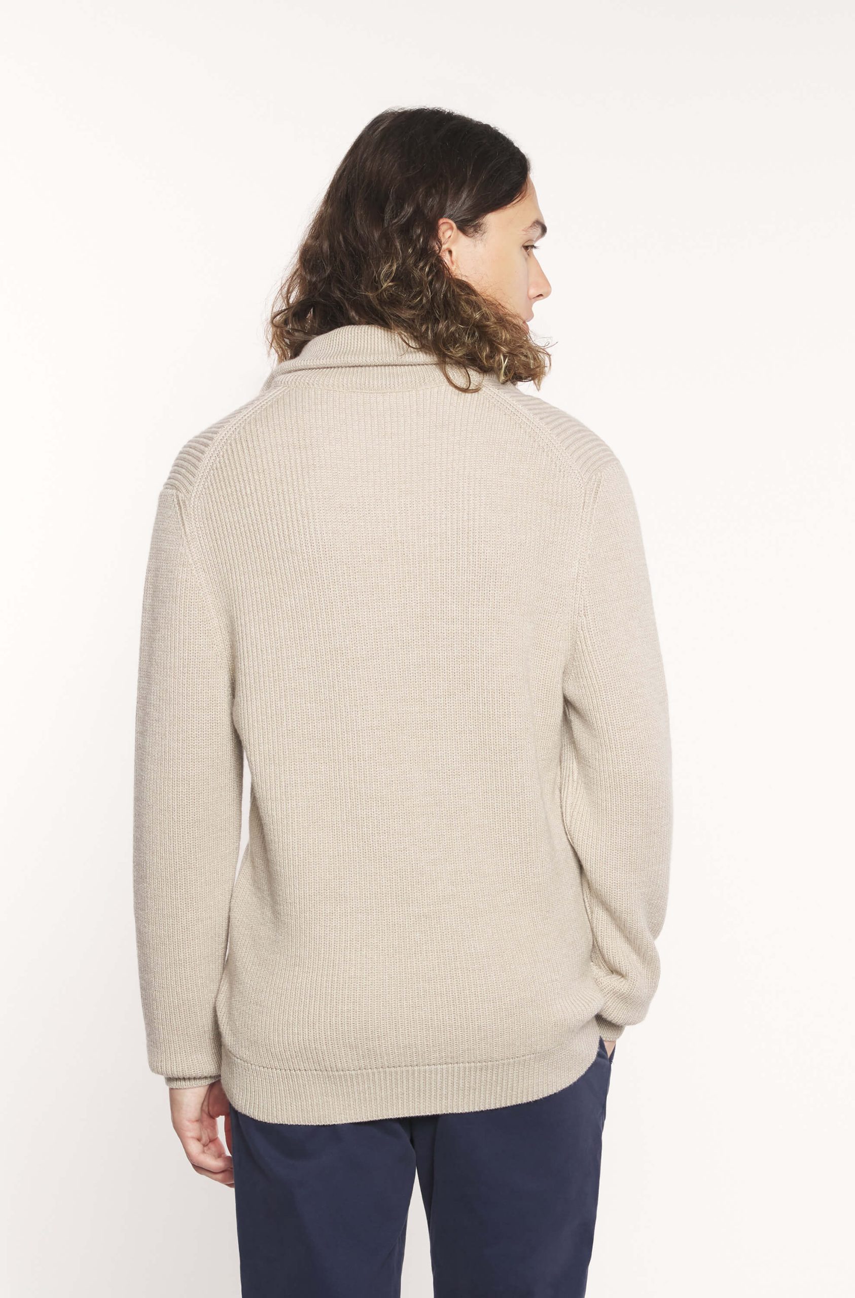 AD 198 - Pull à Col Zippé en laine Beige – Image 3