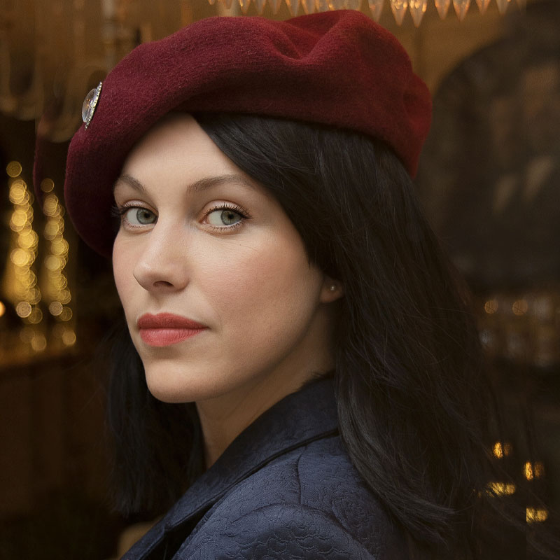 BERET VINTAGE FRIDA KAHLO BORDEAUX – Image 2