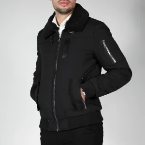 Zwarte Bomberjas met Zwarte Kraag