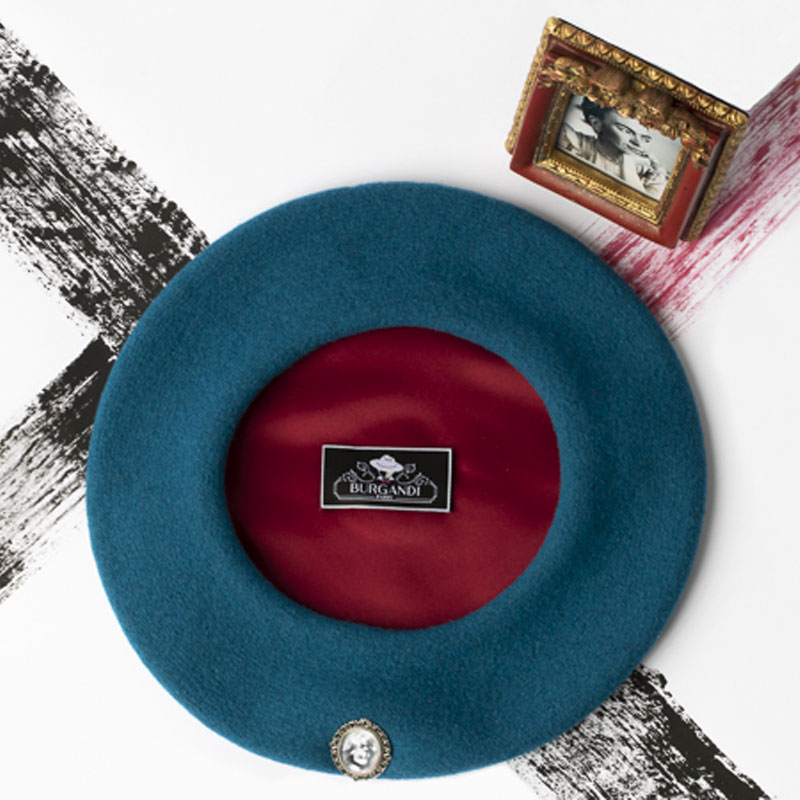 BERET VINTAGE FRIDA KAHLO BLEU – Image 3