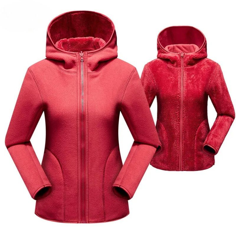 Gilet polaire femme chaud à capuche et réversible – Image 2