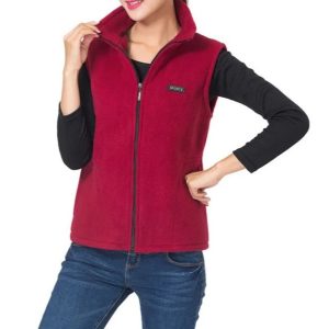 Gilet polaire sans manches pour femme avec fermeture éclair