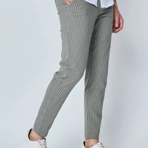 Chino Stripe Sage khaki