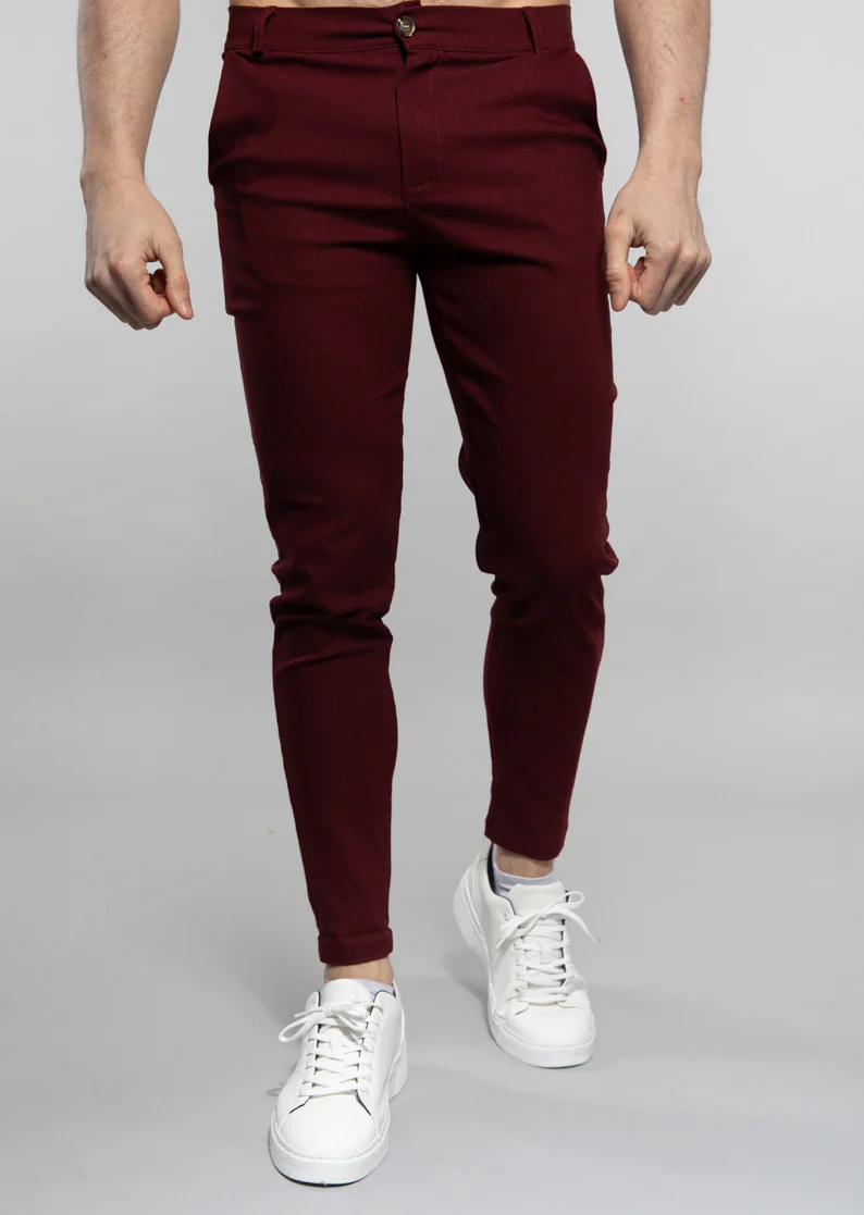 Bordeaux Rode Chino Heren