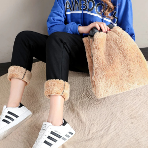 Jogging polaire femme noir doublé en laine