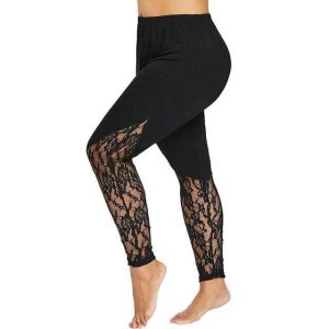 Legging transparence dentelle, grande taille
