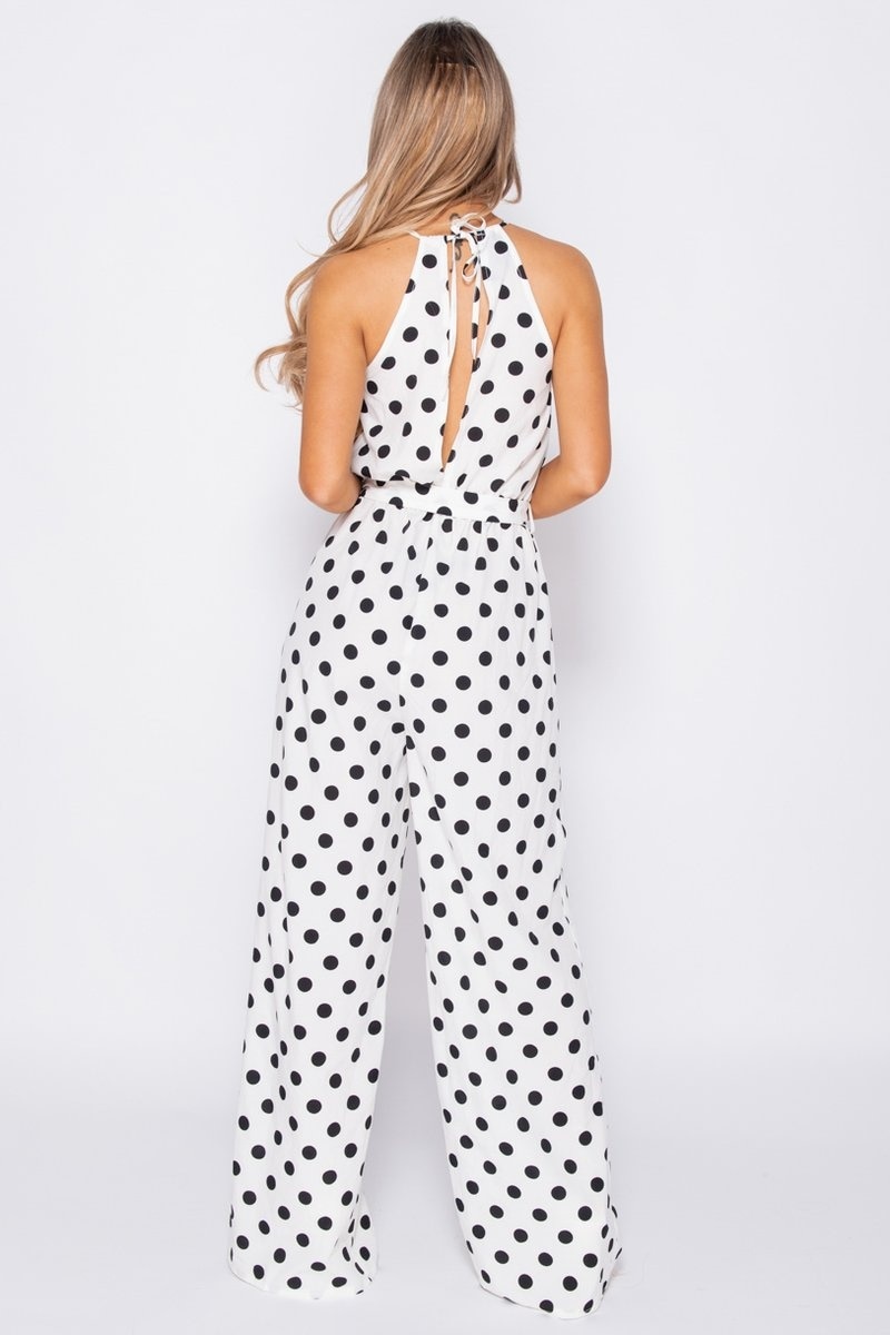 Combinaison à Pois à Col Froncé Taille Nouée – Image 2
