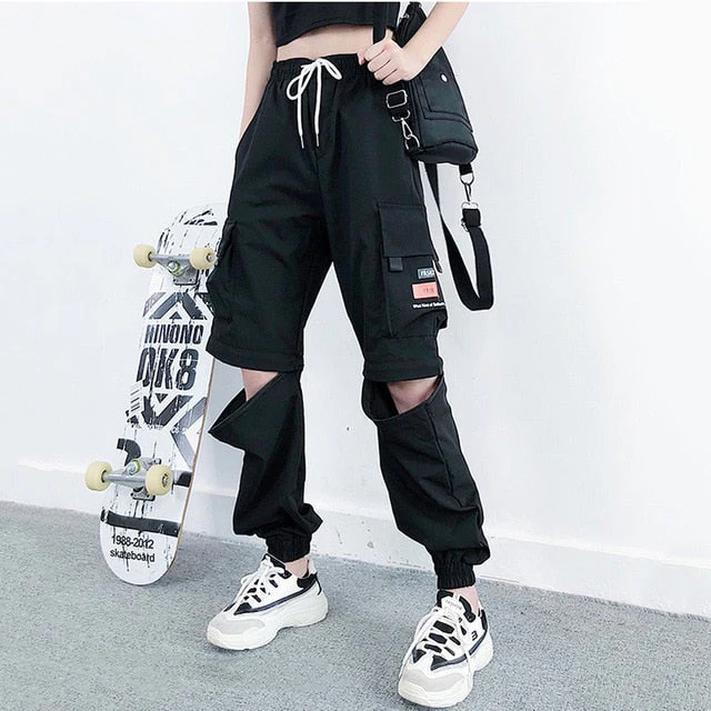 Pantalon cargo femme pokets à fermeture éclair – Image 2