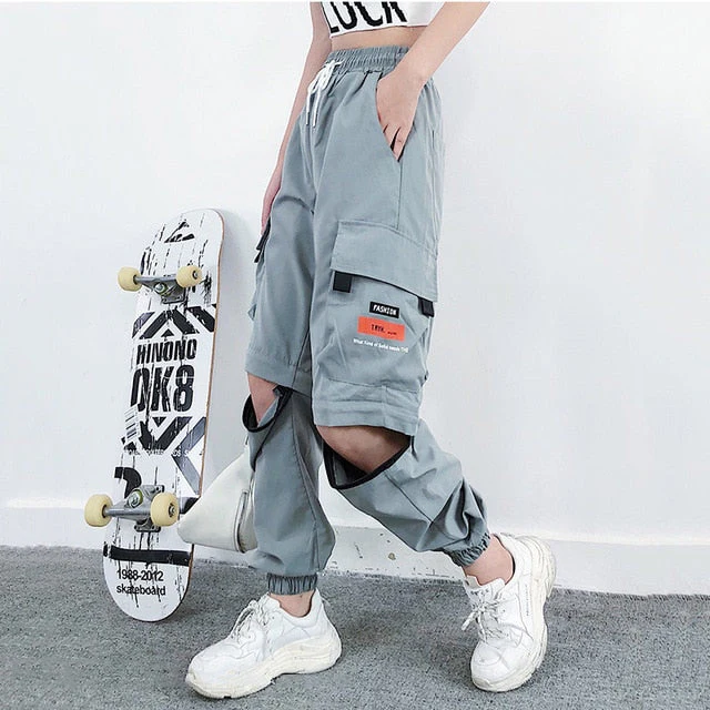 Pantalon cargo femme pokets à fermeture éclair – Image 6