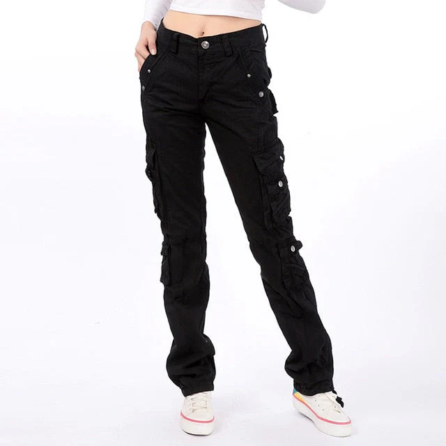 Pantalon cargo femme multi-poches avec ceinture – Image 7
