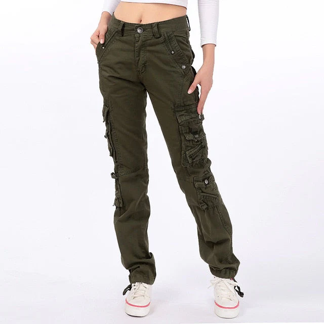 Pantalon cargo femme multi-poches avec ceinture – Image 5