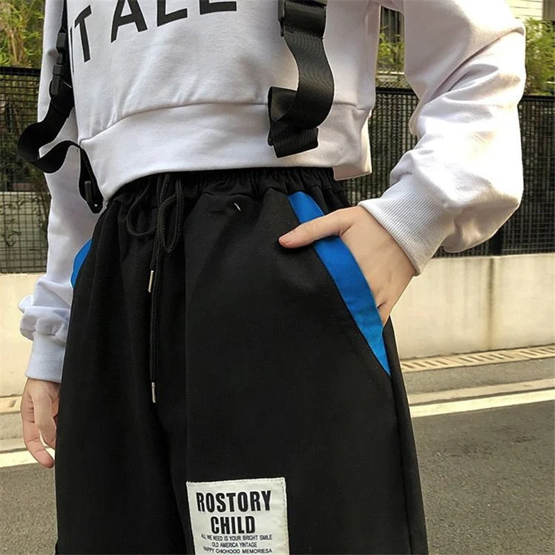 Pantalon cargo femme noir uni poches colorées – Image 3