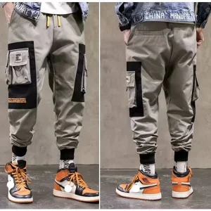 Pantalon cargo homme bicolore avec poches 1