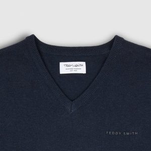 Pull col V Teddy Smith marine chiné