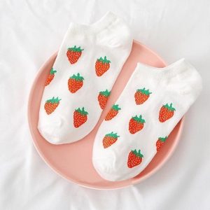 Socquette Femme Blanche Fraise