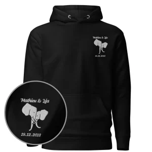 Sweat personnalisé couple broderie éléphant