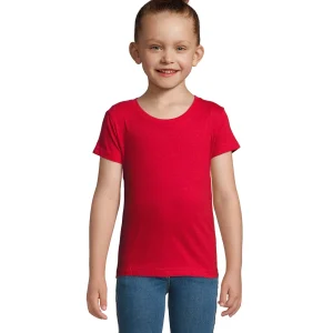 T-shirt fille personnalisé Rouge col rond coton
