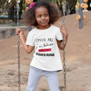 T-shirt Enfant J&rsquo;peux pas j&rsquo;ai bêtise avec marraine