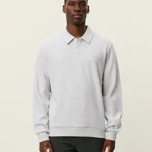 Ben Polo Piqué Sweatshirt - SNOW MELANGE